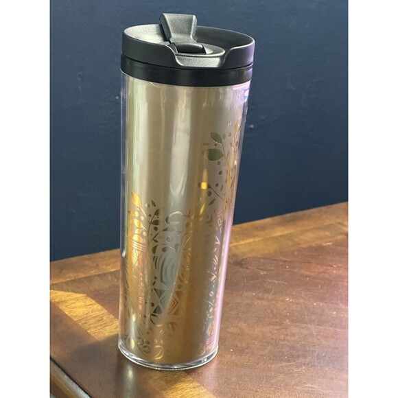 NOS 2012 Starbucks Gold With Flower Design Tumbler - Picture 6 of 9